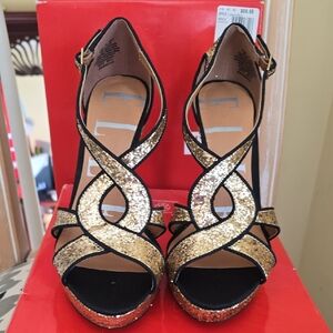 Elle Glittery Gold and Black Heels